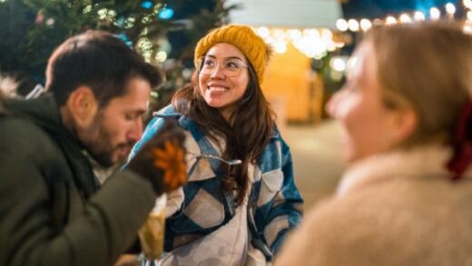 Family gathering at xmas markets