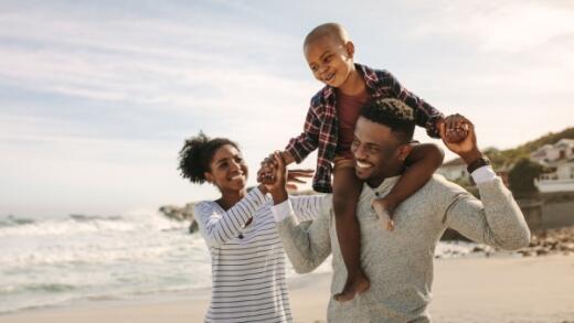 Family enjoying the beach together