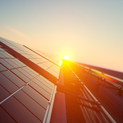 Solar panels with sun