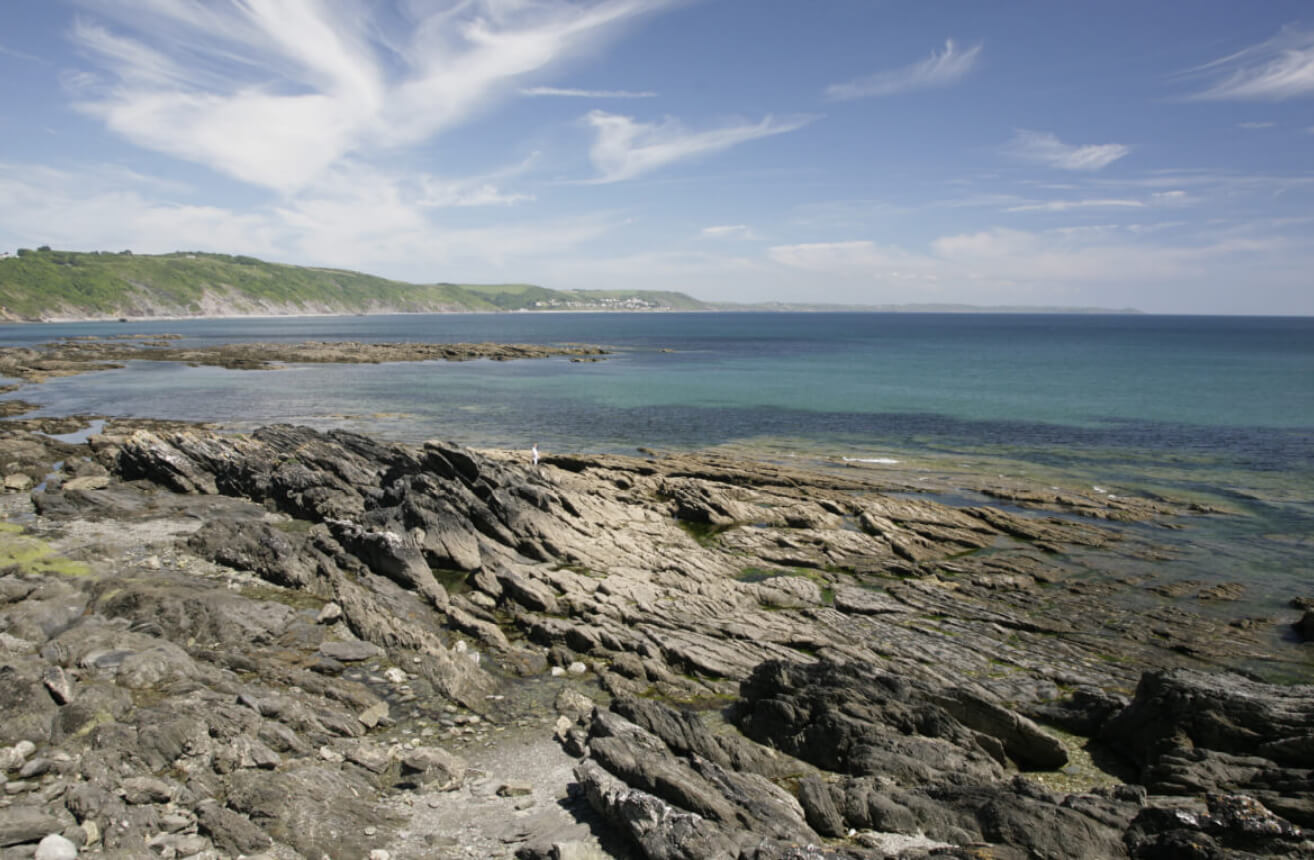 Rugged Cornish coast on sunny day