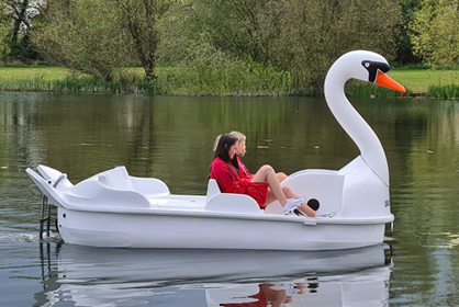 Swan pedalo on Cotswold lakes