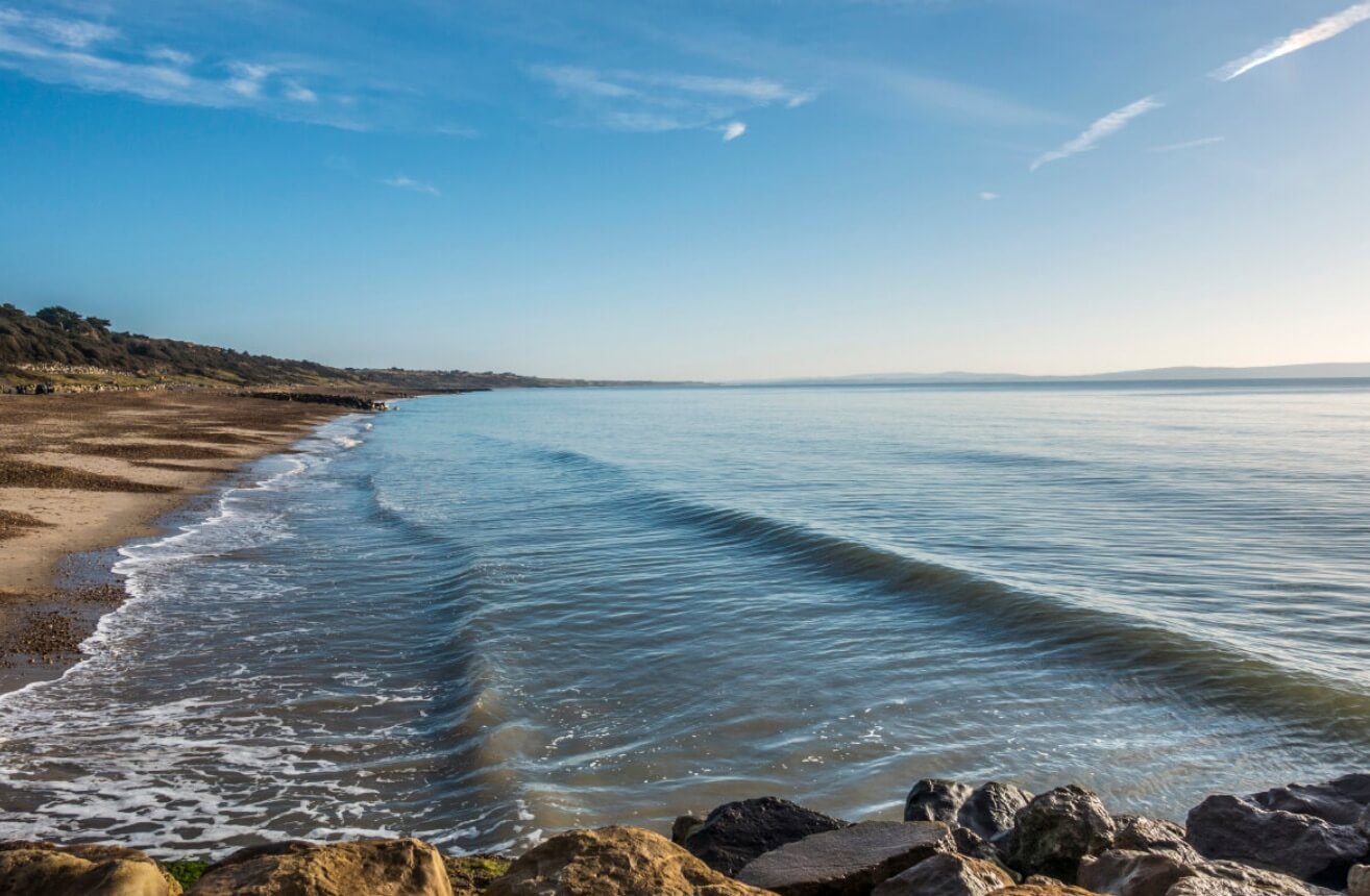 Highcliffe beach on a calm day