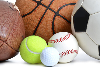 Tennis, golf, cricket, football and basket balls