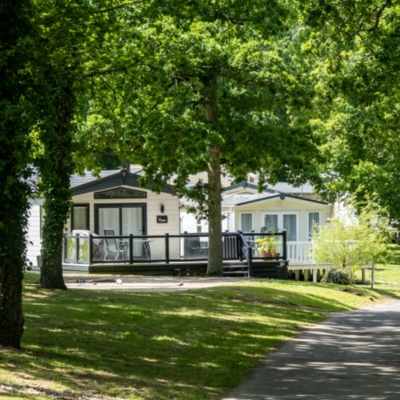 Hoburne Bashley lodges nestled between trees