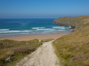 Penhale Beach on a sunny day in Cornwall
