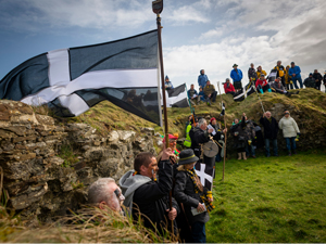 St Pirans Day march across countryside