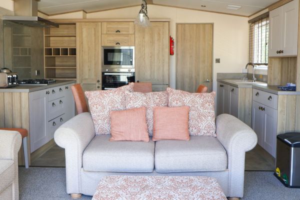 Premium caravan - lounge area with sofa