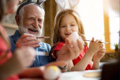 family enjoying easter crafts together