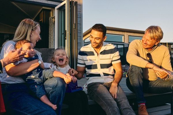 Family enjoying time together on decking