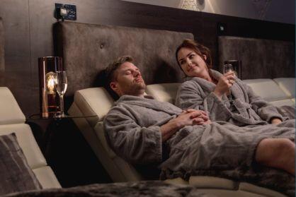 A couple relaxing in the spa facilities