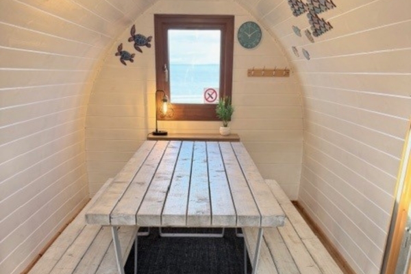 Interior of dining pods at blue anchor